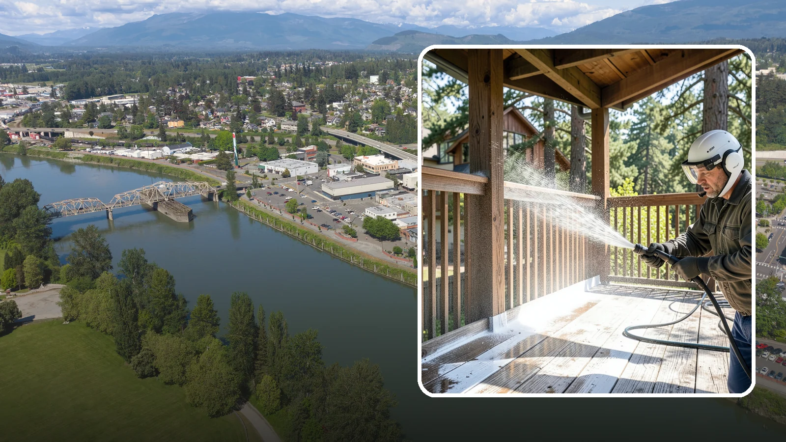 Deck Skirting Cleaning in Mount Vernon, Skagit County, WA - We clean deck skirting panels to remove the moss, mud, and mildew that build along this low, shaded band beneath the deck.