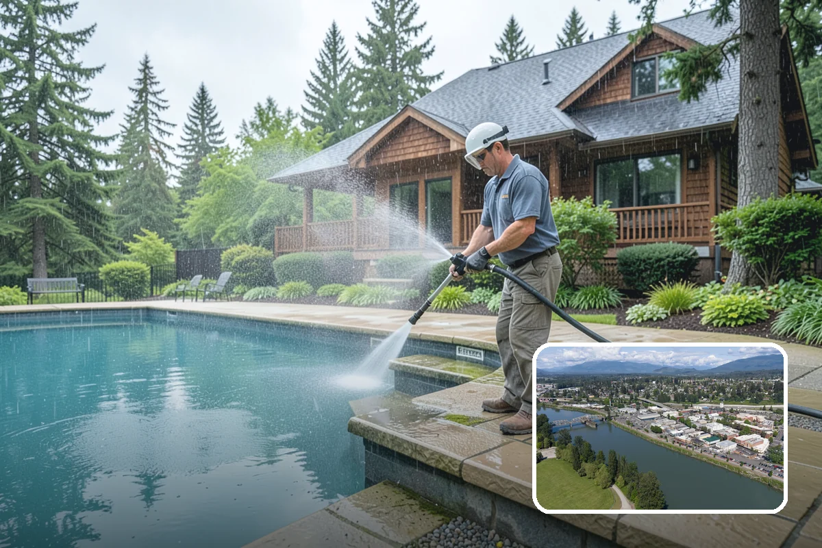 Deck Skirting Cleaning in Mount Vernon, Skagit County, WA - Removes moss and mud from the shaded skirting band
