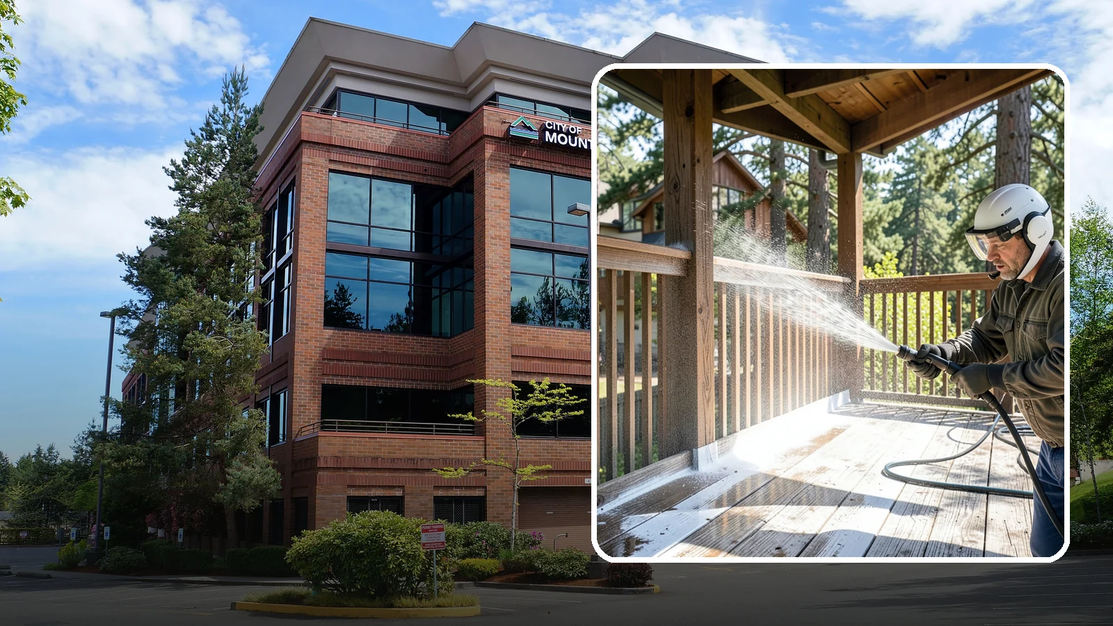 Deck Skirting Cleaning in Mountlake Terrace, Snohomish County, WA - We clean deck skirting panels to remove the moss, mud, and mildew that build along this low, shaded band beneath the deck.