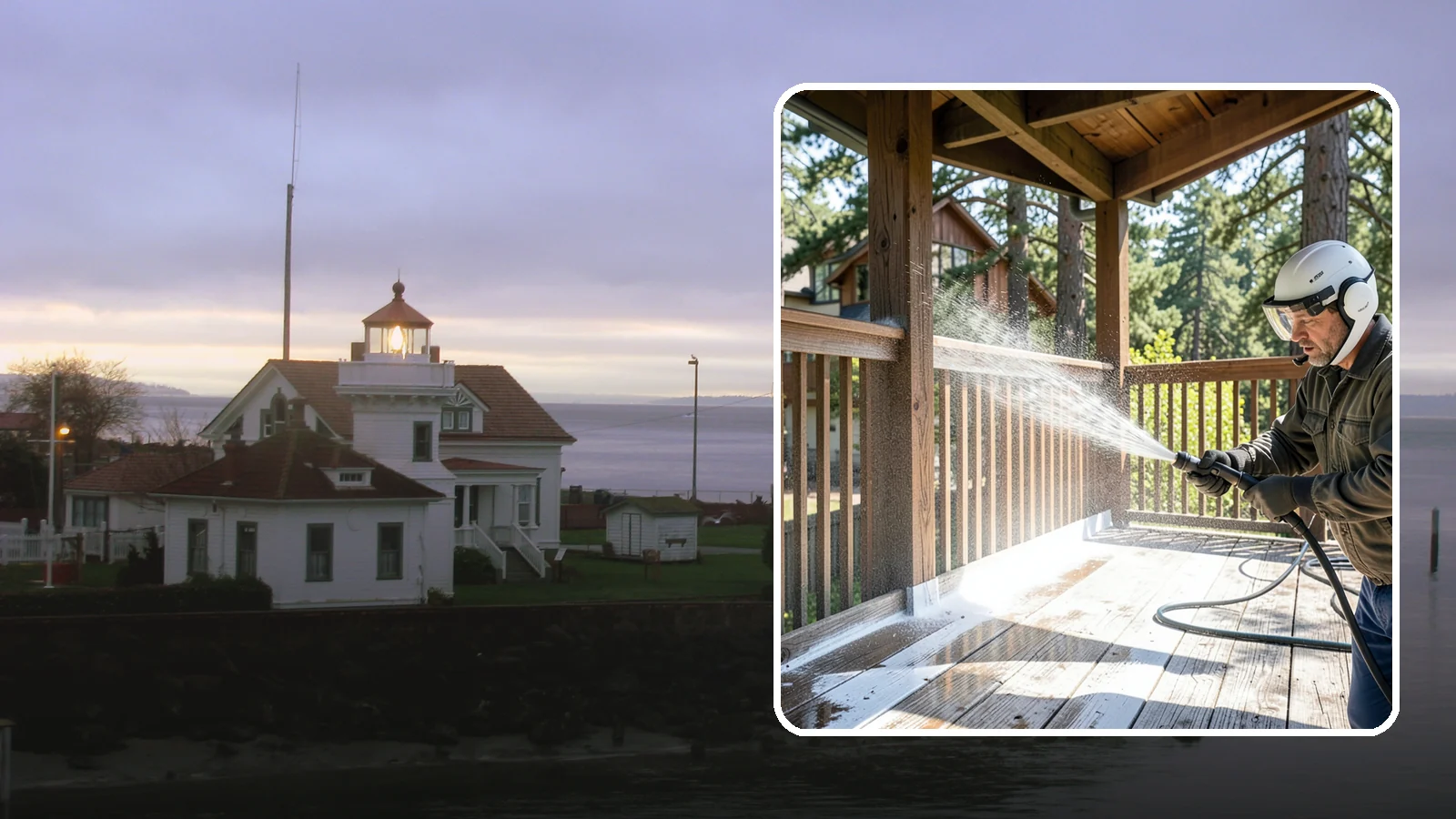 Deck Skirting Cleaning in Mukilteo, Snohomish County, WA - We clean deck skirting panels to remove the moss, mud, and mildew that build along this low, shaded band beneath the deck.