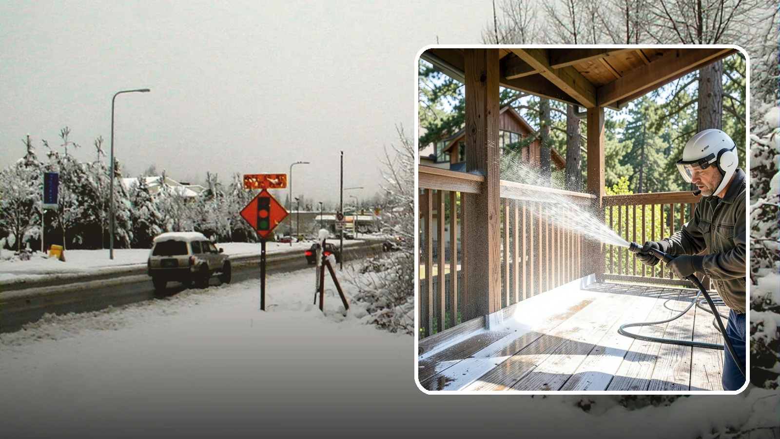 Deck Skirting Cleaning in Newcastle, King County, WA - We clean deck skirting panels to remove the moss, mud, and mildew that build along this low, shaded band beneath the deck.