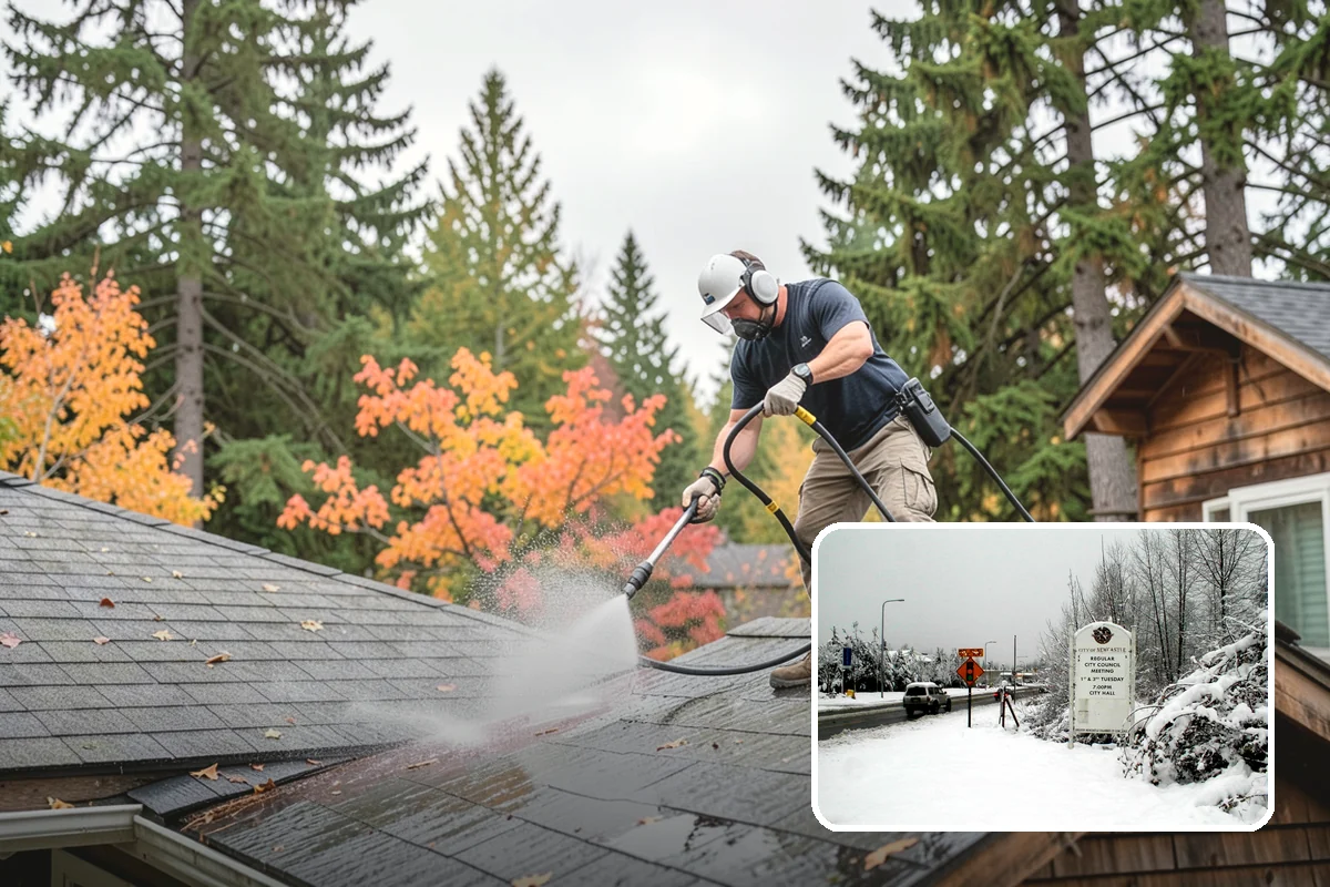 Deck Skirting Cleaning in Newcastle, King County, WA - Removes moss and mud from the shaded skirting band