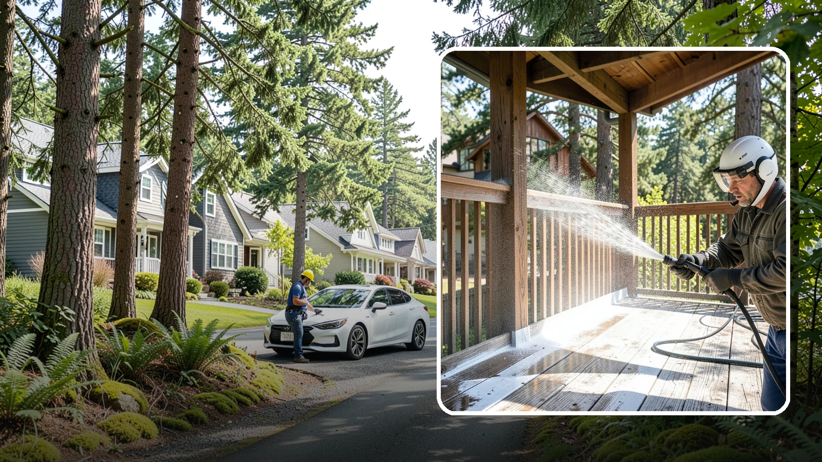 Deck Skirting Cleaning in Normandy Park, King County, WA - We clean deck skirting panels to remove the moss, mud, and mildew that build along this low, shaded band beneath the deck.