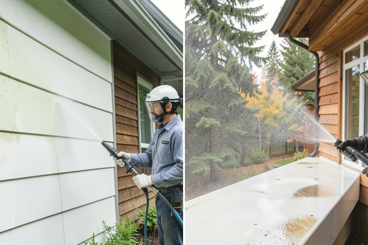 Deck Skirting Cleaning in North Bend, King County, WA - Clear debris piled against the skirting base