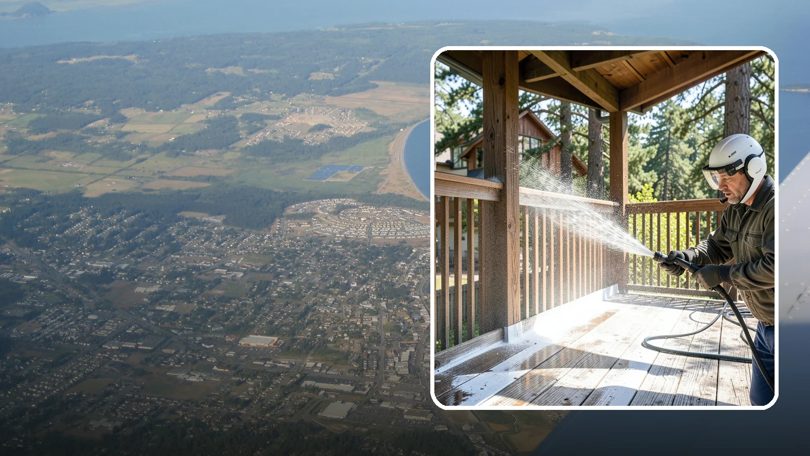 Deck Skirting Cleaning in Oak Harbor, Island County, WA - We clean deck skirting panels to remove the moss, mud, and mildew that build along this low, shaded band beneath the deck.