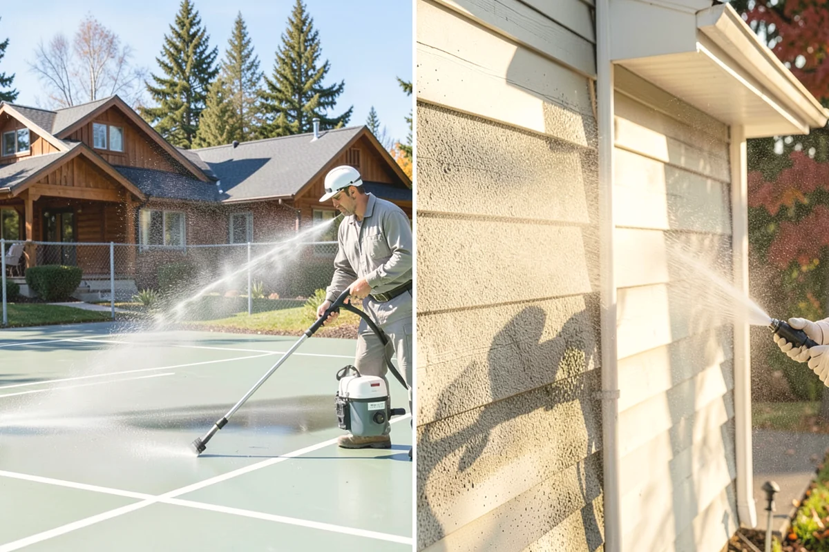 Deck Skirting Cleaning in Oak Harbor, Island County, WA - Clear debris piled against the skirting base