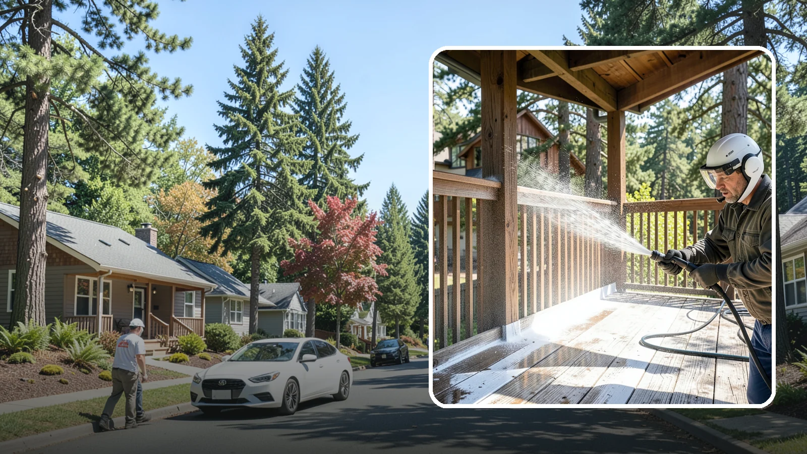 Deck Skirting Cleaning in Orting, Pierce County, WA - We clean deck skirting panels to remove the moss, mud, and mildew that build along this low, shaded band beneath the deck.