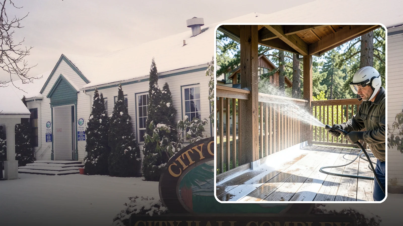 Deck Skirting Cleaning in Pacific, King County, WA - We clean deck skirting panels to remove the moss, mud, and mildew that build along this low, shaded band beneath the deck.