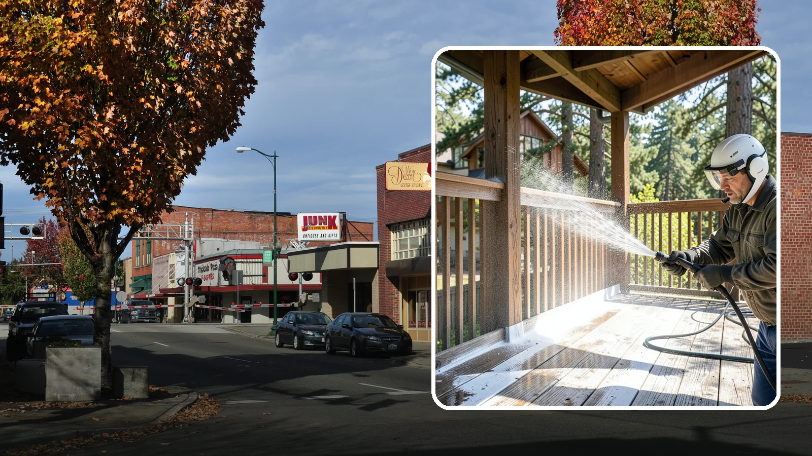 Deck Skirting Cleaning in Puyallup, Pierce County, WA - We clean deck skirting panels to remove the moss, mud, and mildew that build along this low, shaded band beneath the deck.
