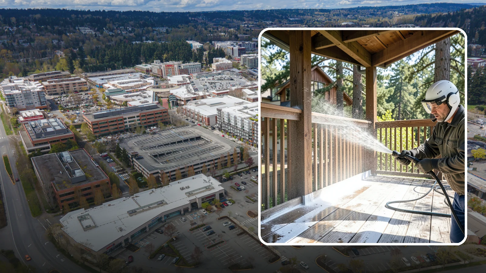 Deck Skirting Cleaning in Redmond, King County, WA - We clean deck skirting panels to remove the moss, mud, and mildew that build along this low, shaded band beneath the deck.