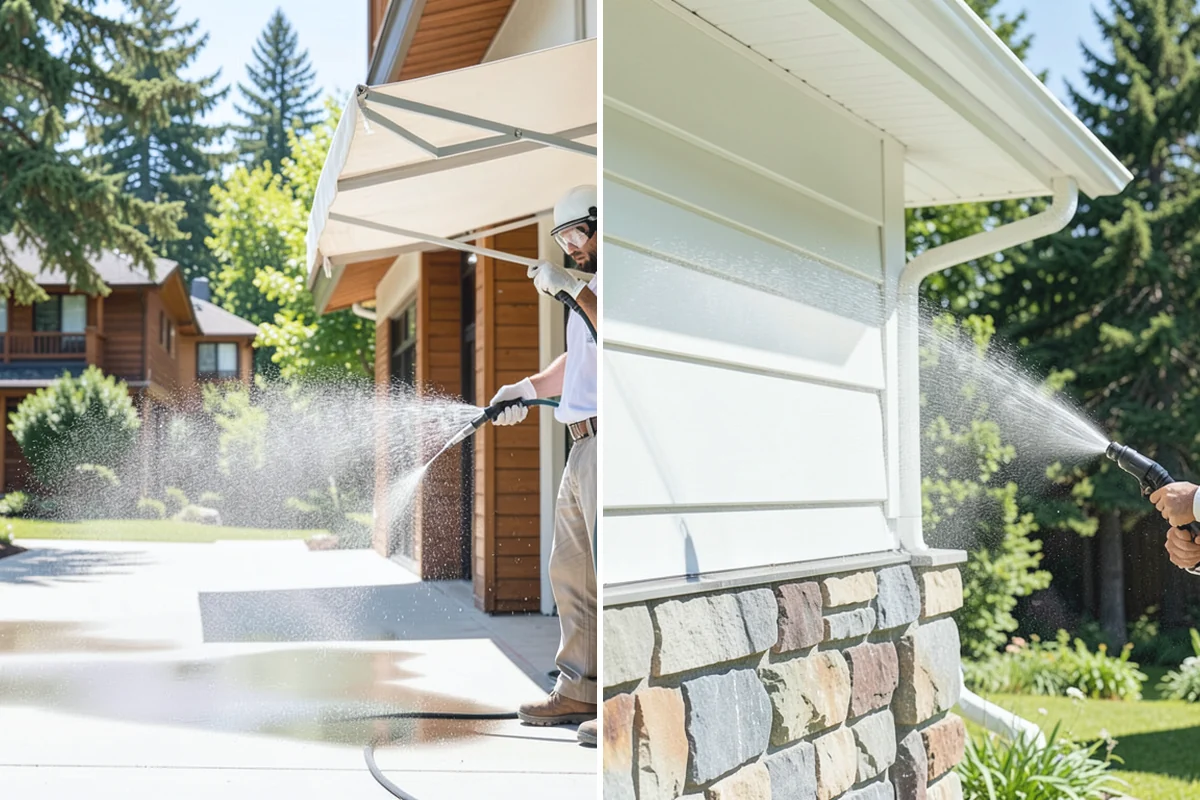 Deck Skirting Cleaning in Renton, King County, WA - Clear debris piled against the skirting base