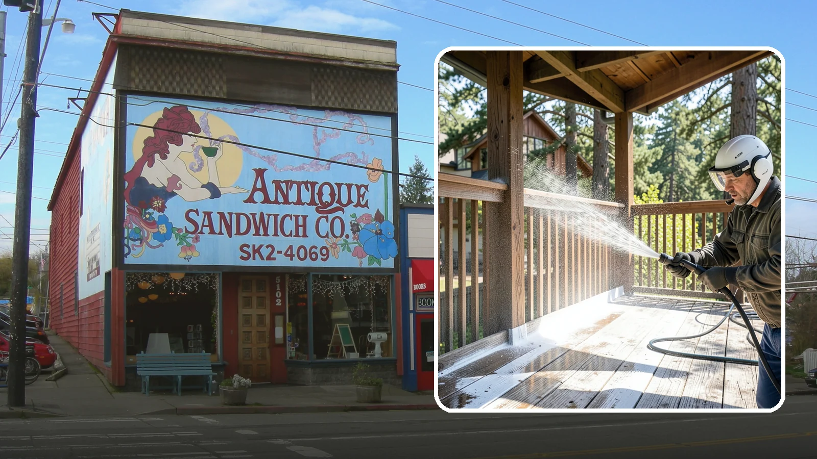 Deck Skirting Cleaning in Ruston, Pierce County, WA - We clean deck skirting panels to remove the moss, mud, and mildew that build along this low, shaded band beneath the deck.
