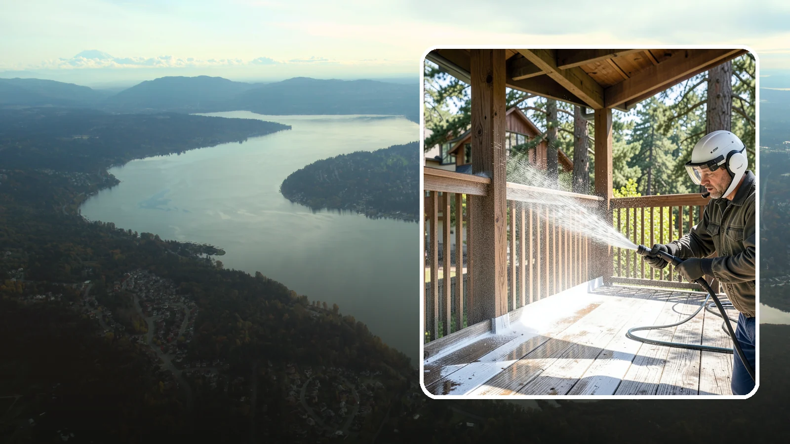Deck Skirting Cleaning in Sammamish, King County, WA - We clean deck skirting panels to remove the moss, mud, and mildew that build along this low, shaded band beneath the deck.