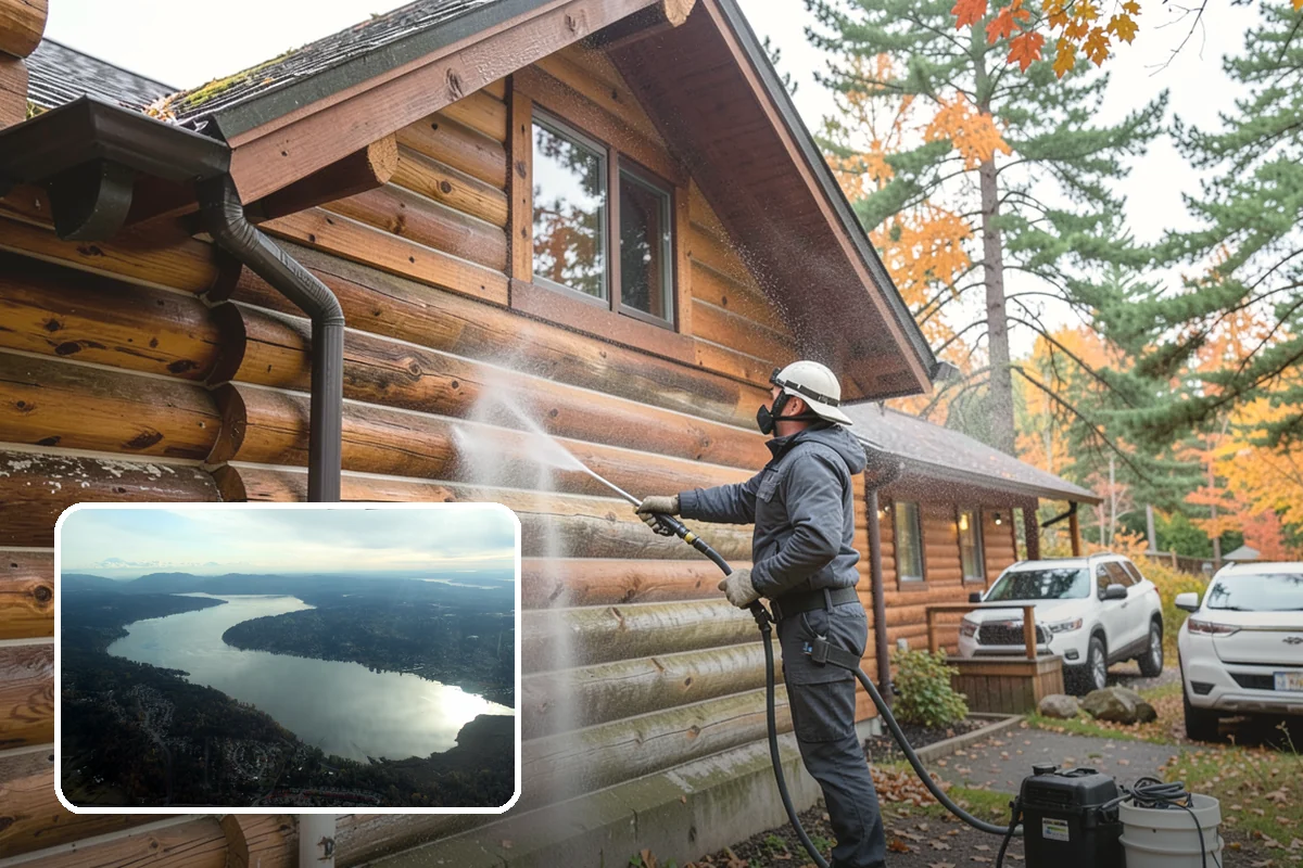 Deck Skirting Cleaning in Sammamish, King County, WA - Removes moss and mud from the shaded skirting band