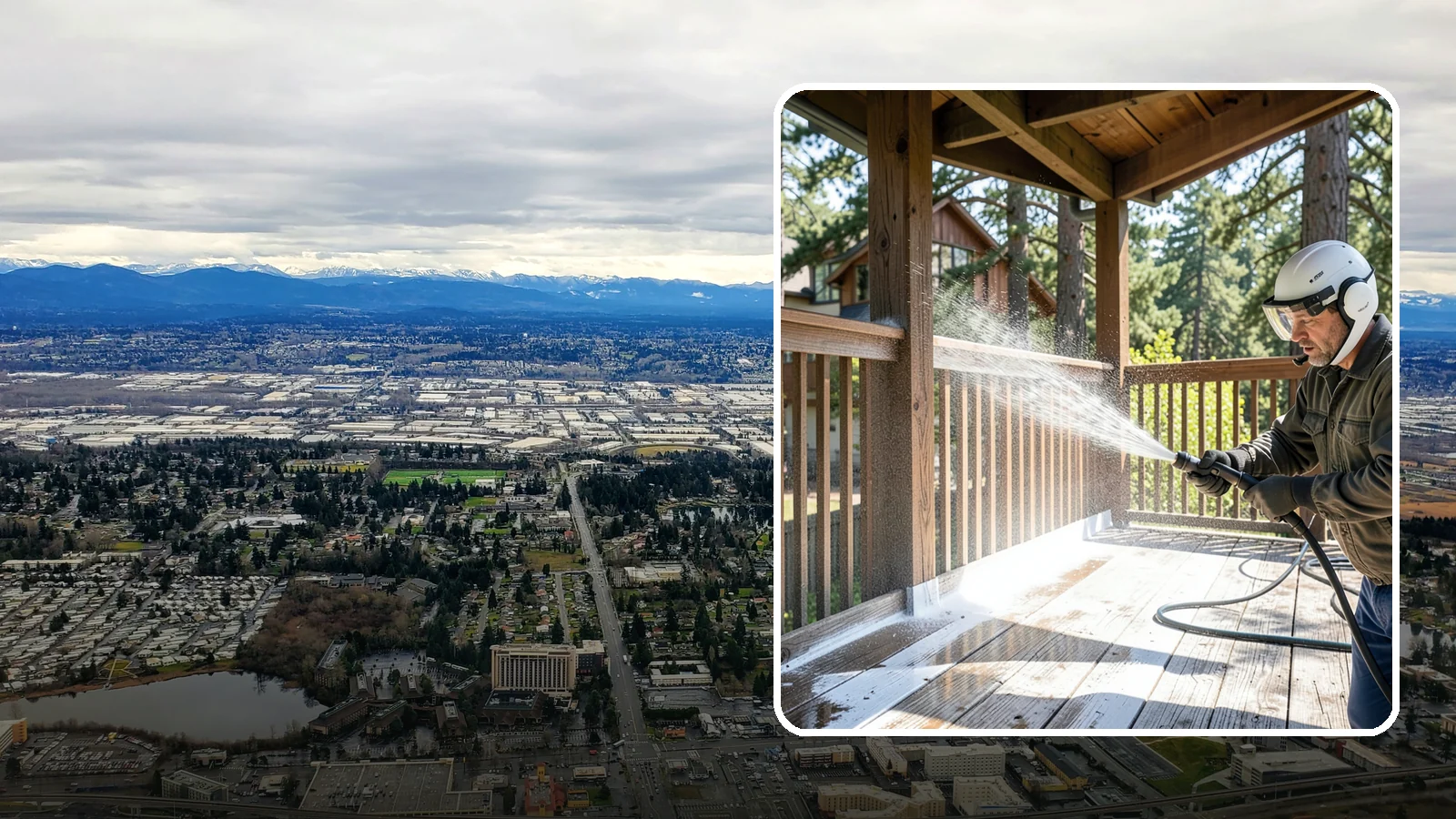 Deck Skirting Cleaning in SeaTac, King County, WA - We clean deck skirting panels to remove the moss, mud, and mildew that build along this low, shaded band beneath the deck.