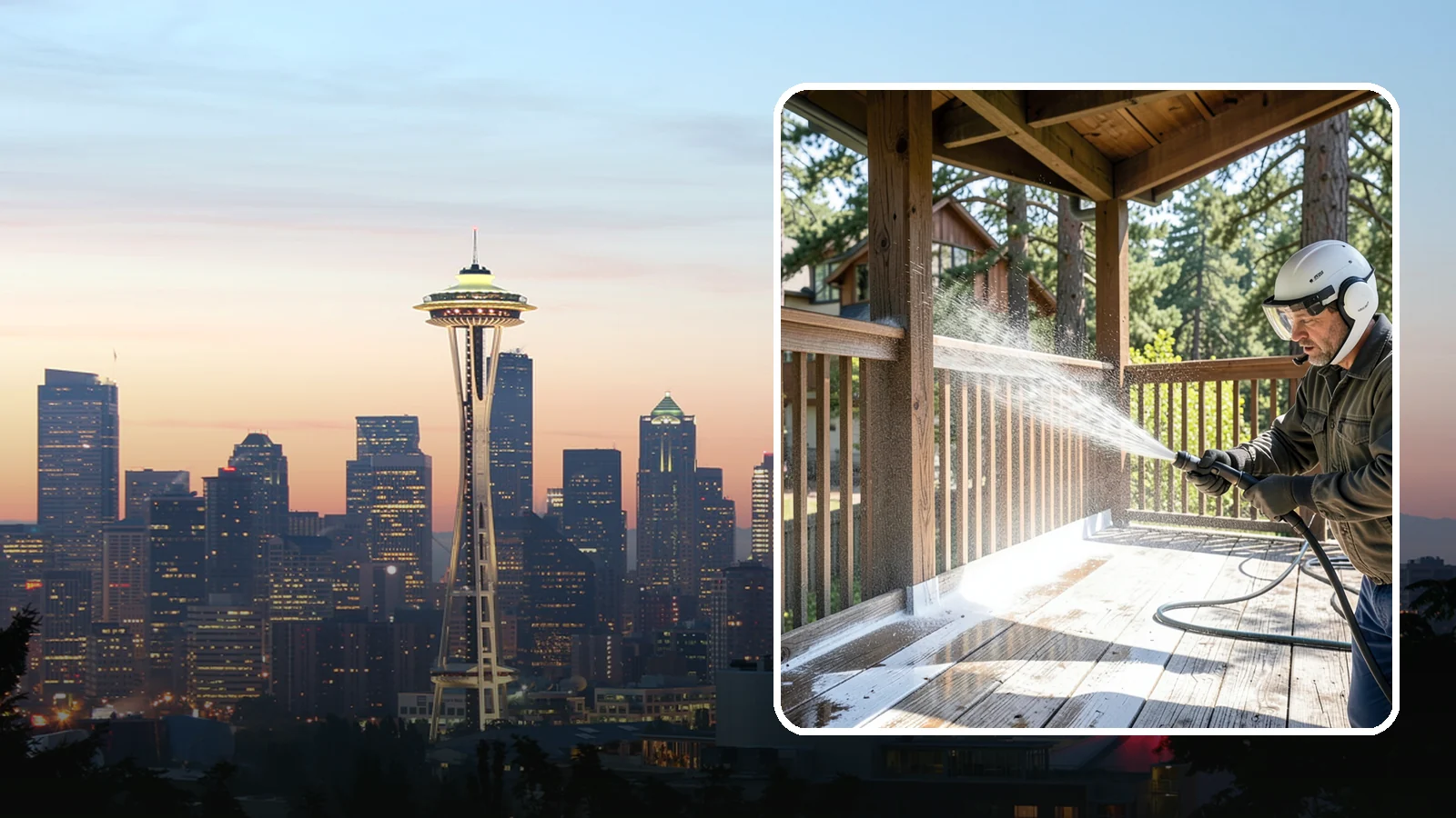 Deck Skirting Cleaning in Seattle, King County, WA - We clean deck skirting panels to remove the moss, mud, and mildew that build along this low, shaded band beneath the deck.