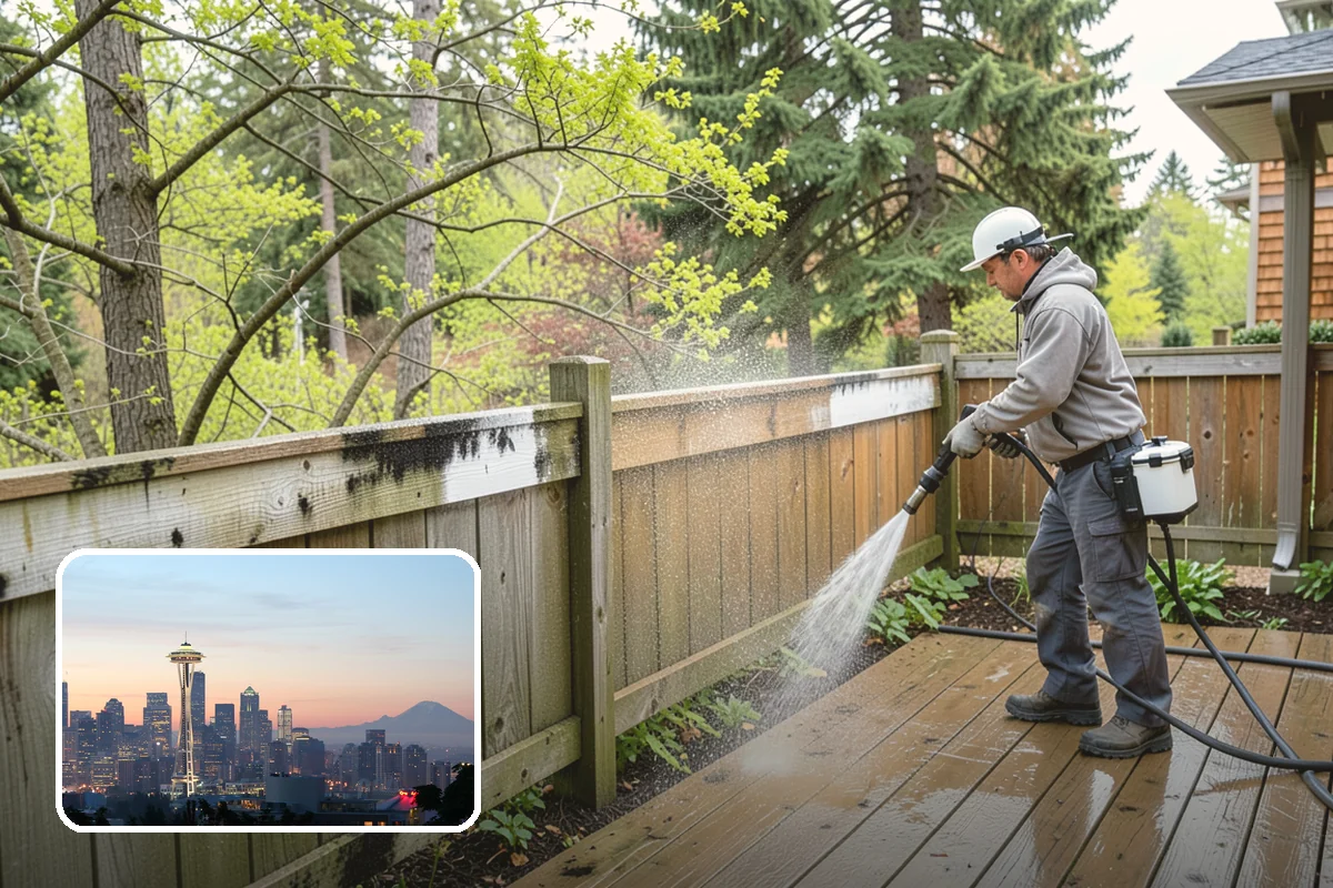 Deck Skirting Cleaning in Seattle, King County, WA - Removes moss and mud from the shaded skirting band