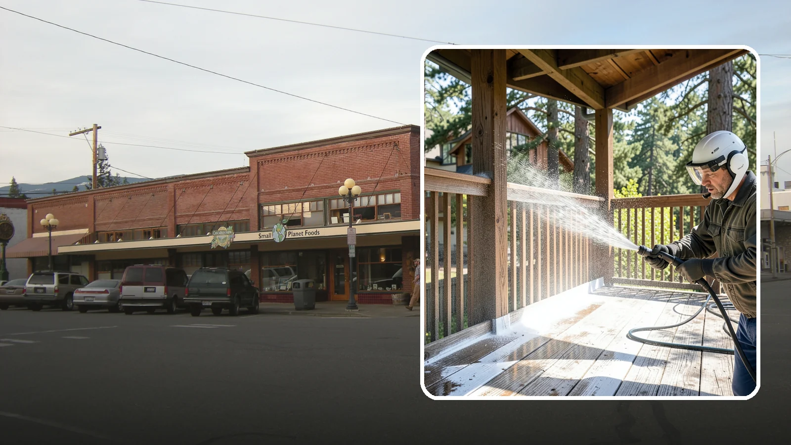Deck Skirting Cleaning in Sedro-Woolley, Skagit County, WA - We clean deck skirting panels to remove the moss, mud, and mildew that build along this low, shaded band beneath the deck.