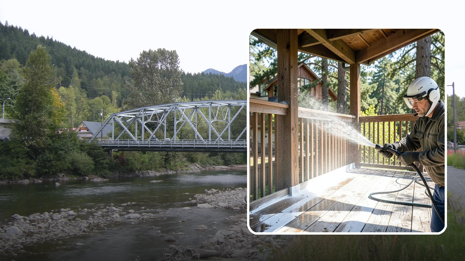 Deck Skirting Cleaning in Skykomish, King County, WA - We clean deck skirting panels to remove the moss, mud, and mildew that build along this low, shaded band beneath the deck.