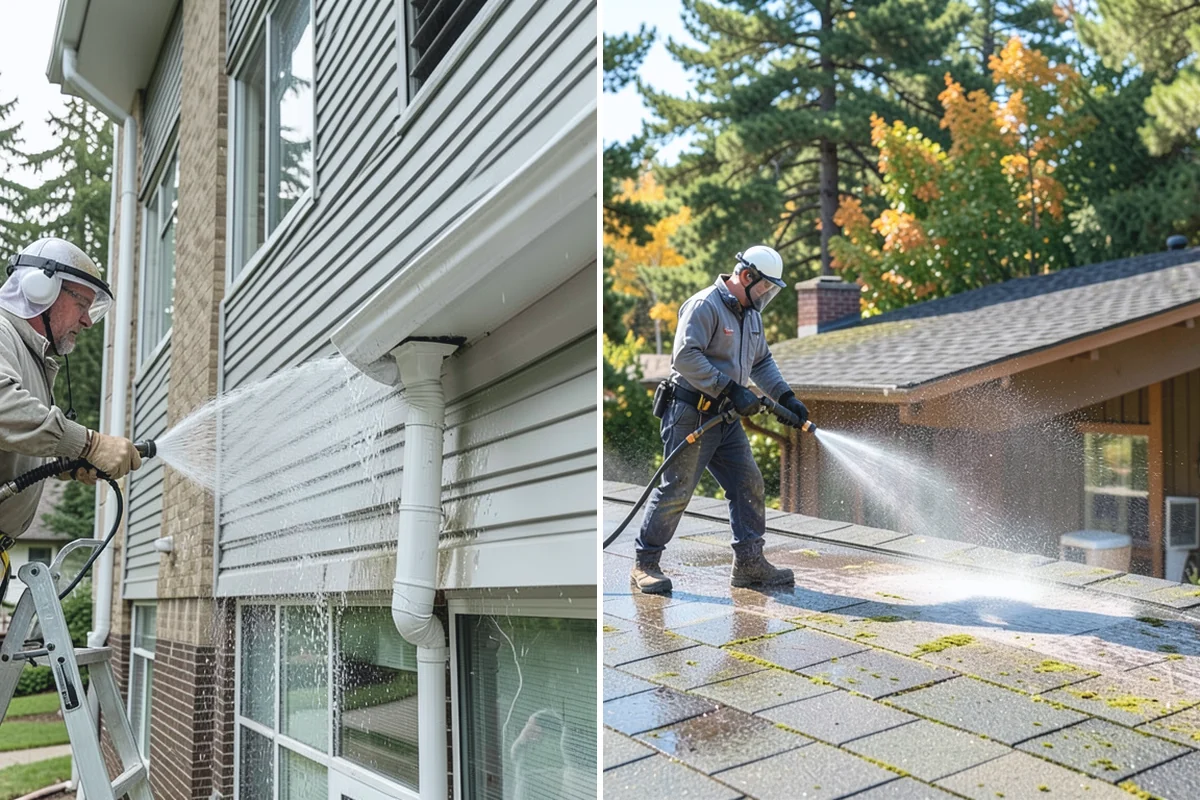 Deck Skirting Cleaning in South Prairie, Pierce County, WA - Clear debris piled against the skirting base