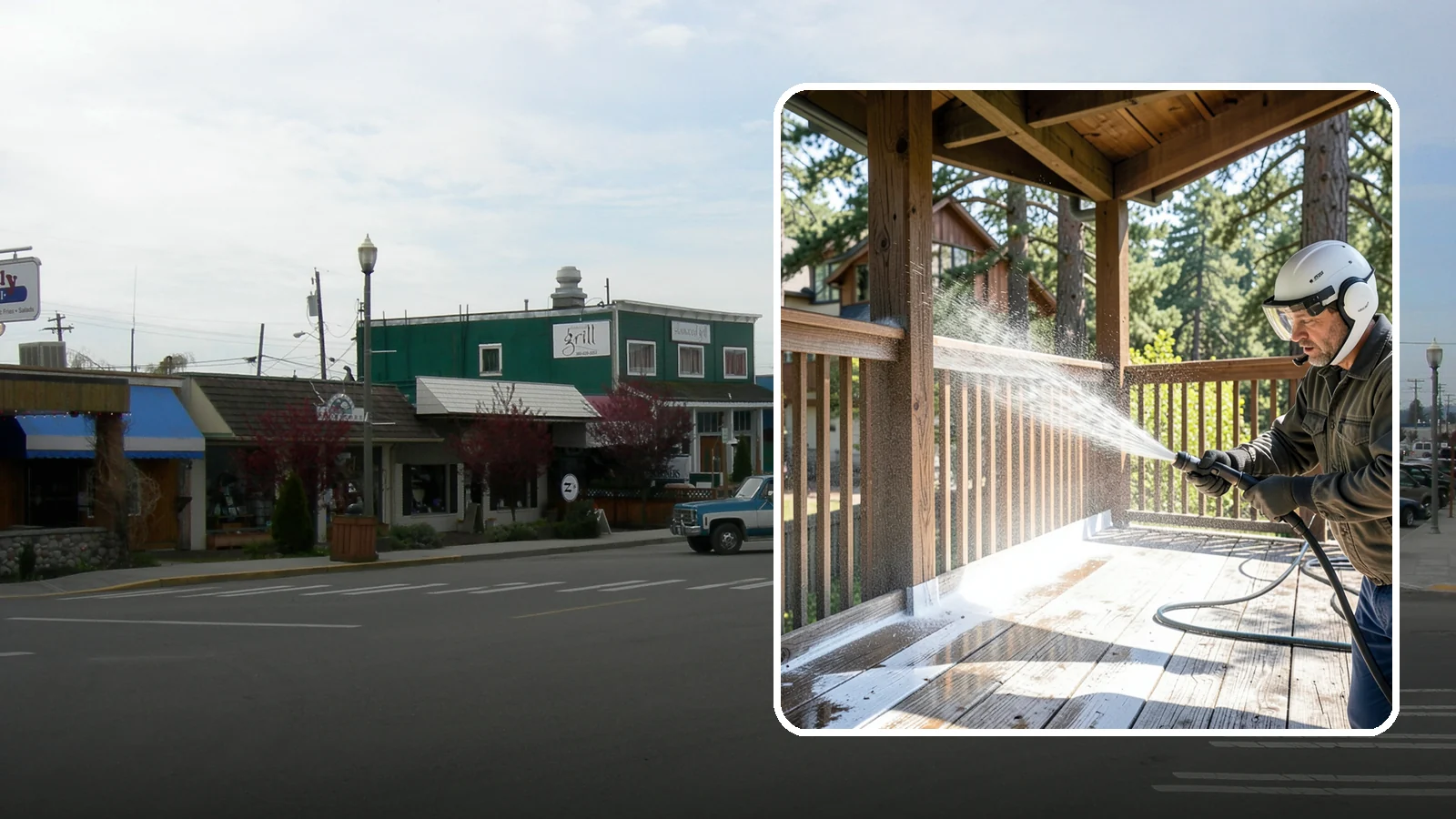 Deck Skirting Cleaning in Stanwood, Snohomish County, WA - We clean deck skirting panels to remove the moss, mud, and mildew that build along this low, shaded band beneath the deck.
