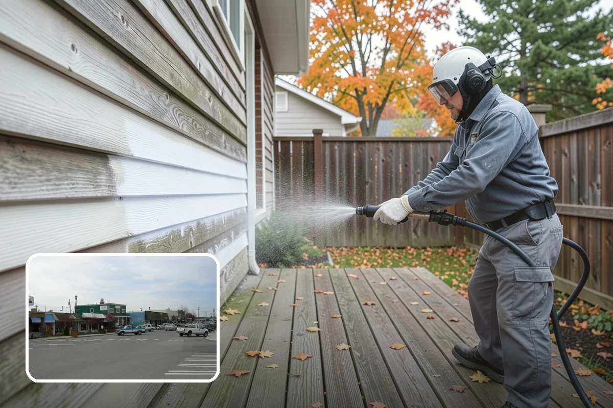 Deck Skirting Cleaning in Stanwood, Snohomish County, WA - Removes moss and mud from the shaded skirting band
