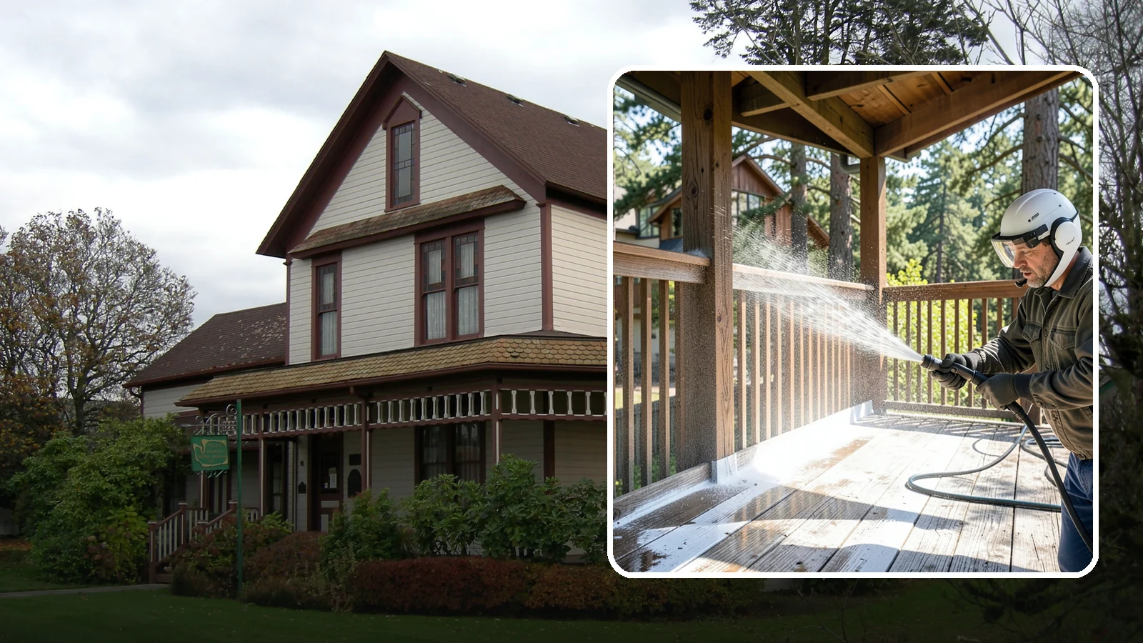 Deck Skirting Cleaning in Sumner, Pierce County, WA - We clean deck skirting panels to remove the moss, mud, and mildew that build along this low, shaded band beneath the deck.