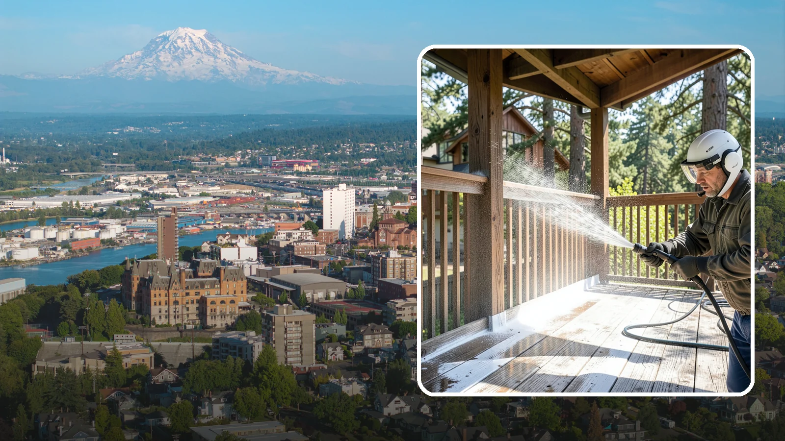 Deck Skirting Cleaning in Tacoma, Pierce County, WA - We clean deck skirting panels to remove the moss, mud, and mildew that build along this low, shaded band beneath the deck.