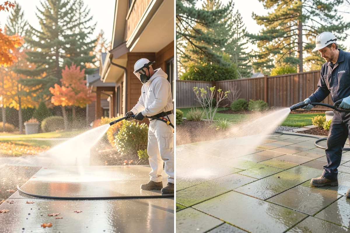 Deck Skirting Cleaning in University Place, Pierce County, WA - Clear debris piled against the skirting base
