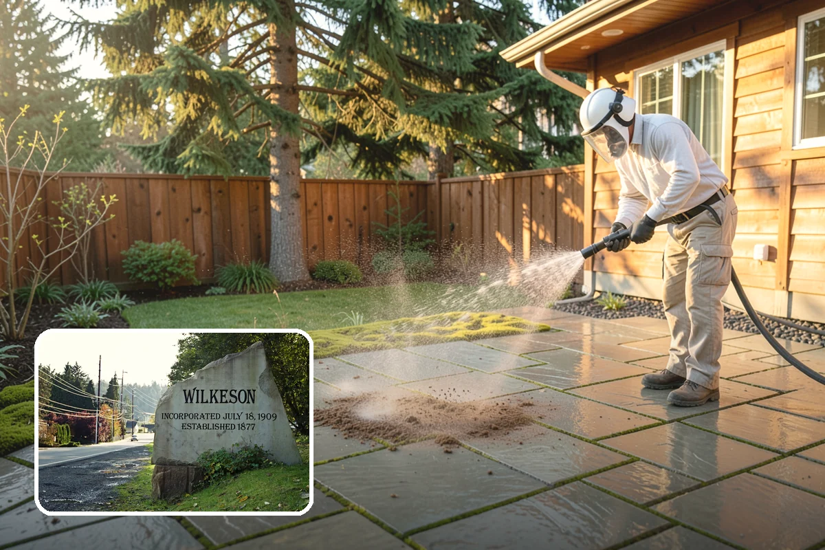 Deck Skirting Cleaning in Wilkeson, Pierce County, WA - Removes moss and mud from the shaded skirting band
