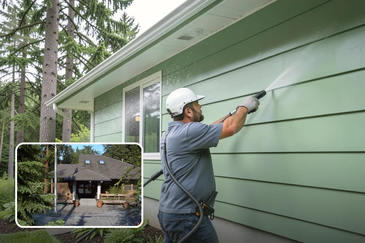 Deck Skirting Cleaning in Yarrow Point, King County, WA - Removes moss and mud from the shaded skirting band
