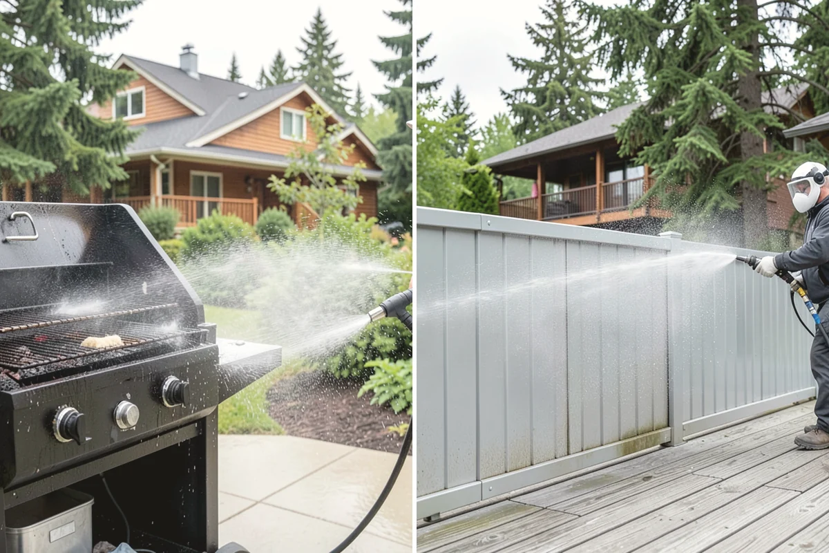Deck Skirting Cleaning in Yarrow Point, King County, WA - Clear debris piled against the skirting base