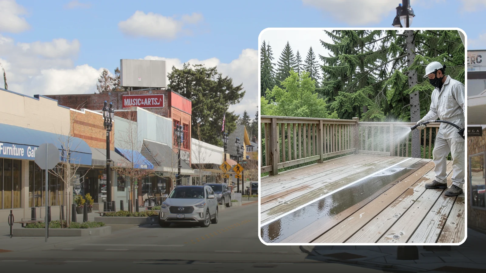 Deck Stain Stripping in Bothell, King County, WA - Strip failing, peeling deck stain down to bare wood so a new finish can adhere properly.
