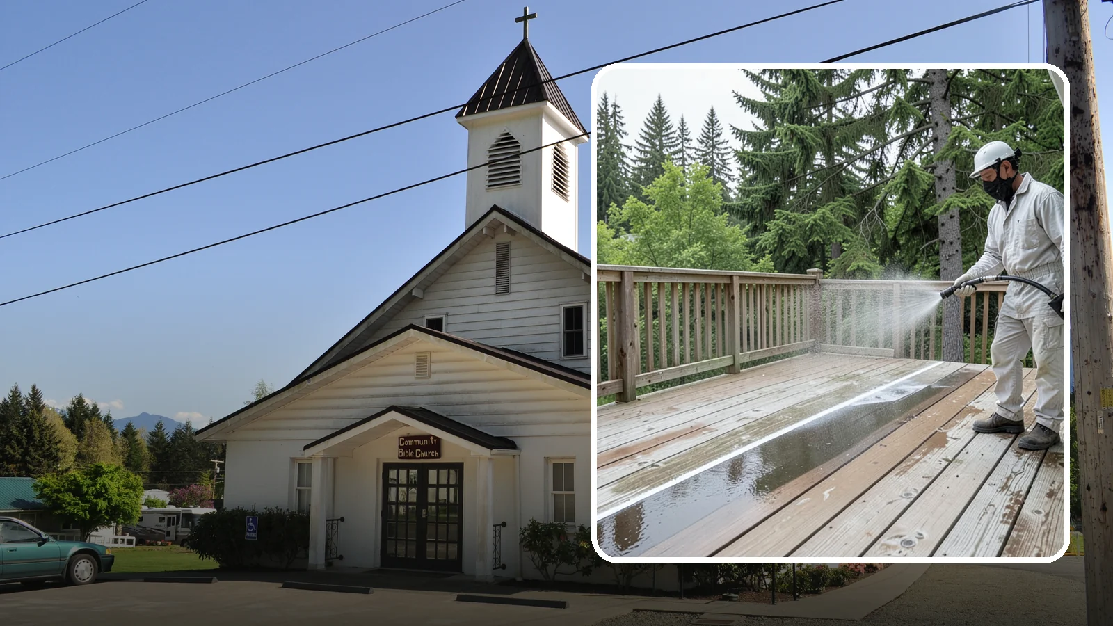 Deck Stain Stripping in Concrete, Skagit County, WA - Strip failing, peeling deck stain down to bare wood so a new finish can adhere properly.