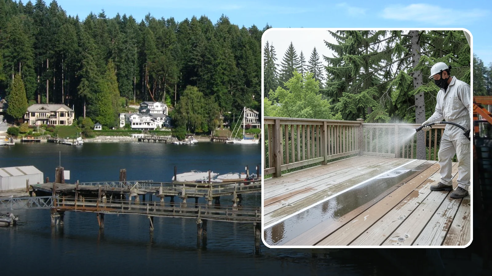 Deck Stain Stripping in Gig Harbor, Pierce County, WA - Strip failing, peeling deck stain down to bare wood so a new finish can adhere properly.
