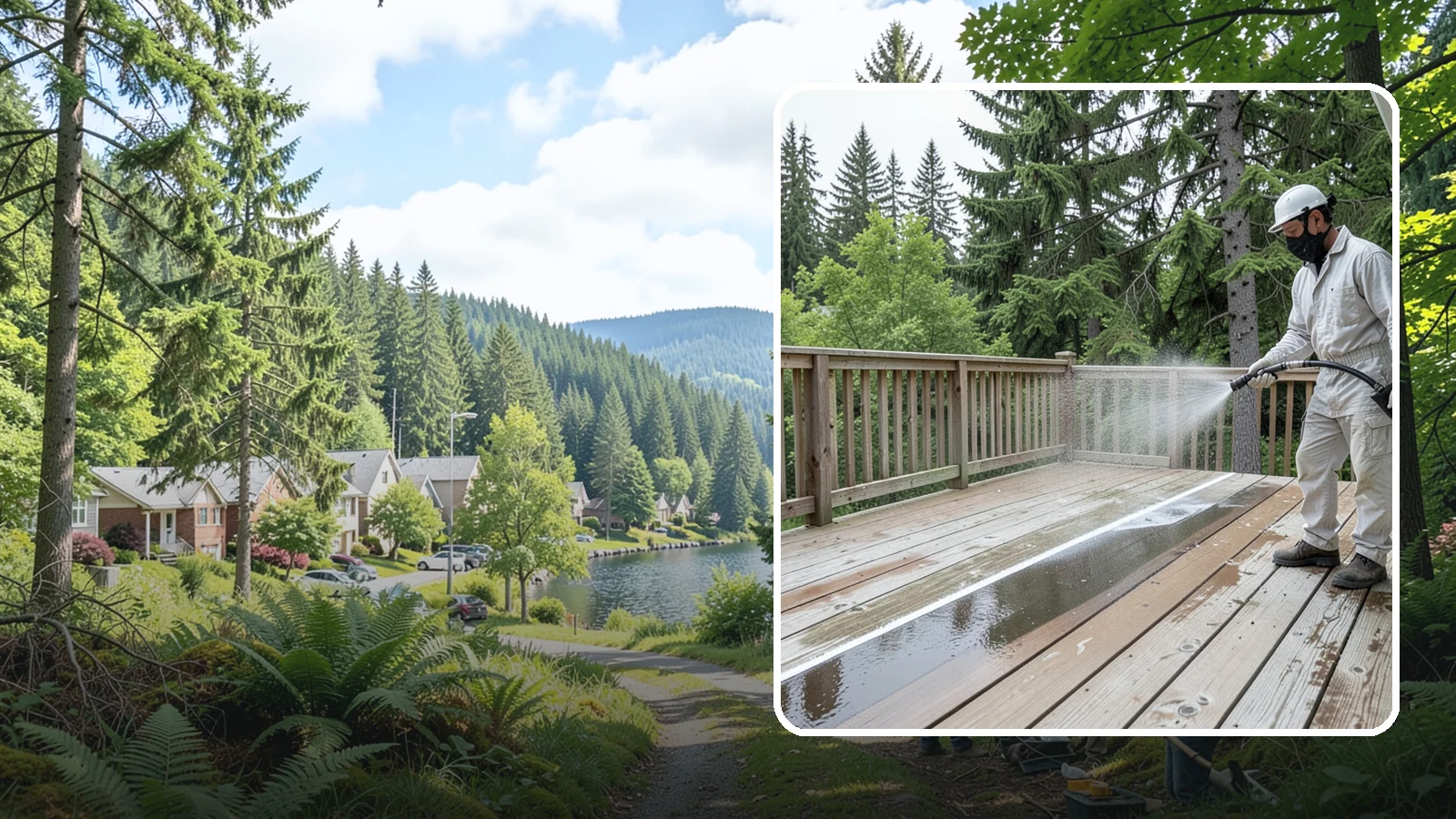 Deck Stain Stripping in Lake Forest Park, King County, WA - Strip failing, peeling deck stain down to bare wood so a new finish can adhere properly.