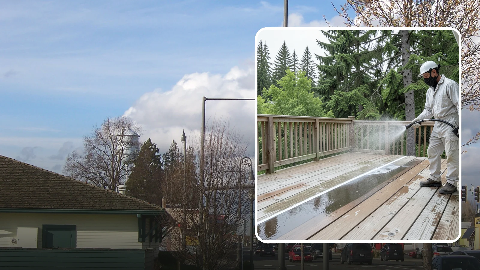Deck Stain Stripping in Marysville, Snohomish County, WA - Strip failing, peeling deck stain down to bare wood so a new finish can adhere properly.