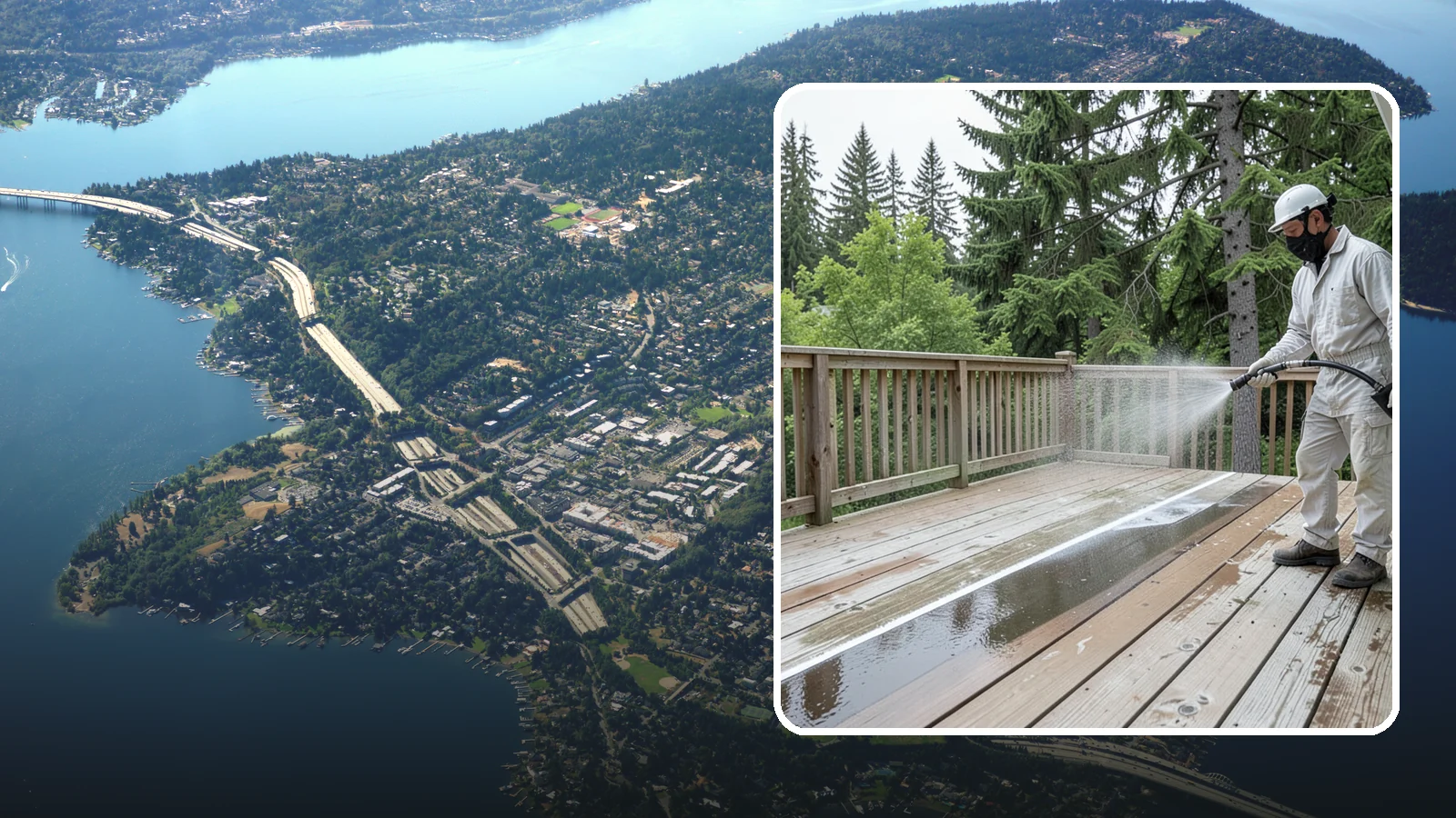 Deck Stain Stripping in Mercer Island, King County, WA - Strip failing, peeling deck stain down to bare wood so a new finish can adhere properly.