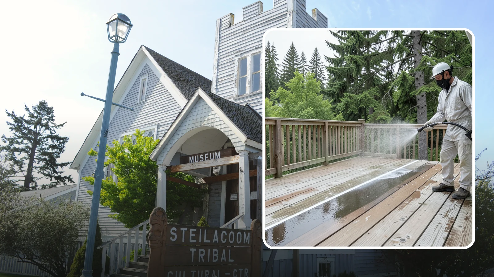Deck Stain Stripping in Steilacoom, Pierce County, WA - Strip failing, peeling deck stain down to bare wood so a new finish can adhere properly.