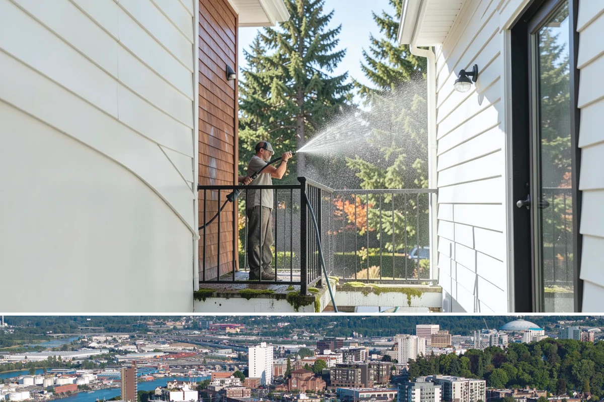 Deck Stain Stripping in Tacoma, Pierce County, WA - Strip deck stain in a dry summer window so bare wood dries before recoating.