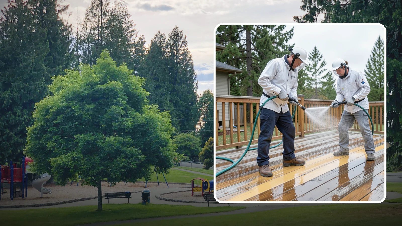 Deck Staining in Bonney Lake, Pierce County, WA - Full-color and semi-transparent deck staining that restores warmth and adds durable, UV- and moisture-resistant protection to...