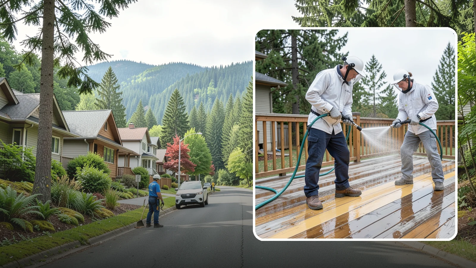 Deck Staining in Darrington, Snohomish County, WA - Full-color and semi-transparent deck staining that restores warmth and adds durable, UV- and moisture-resistant protection to...