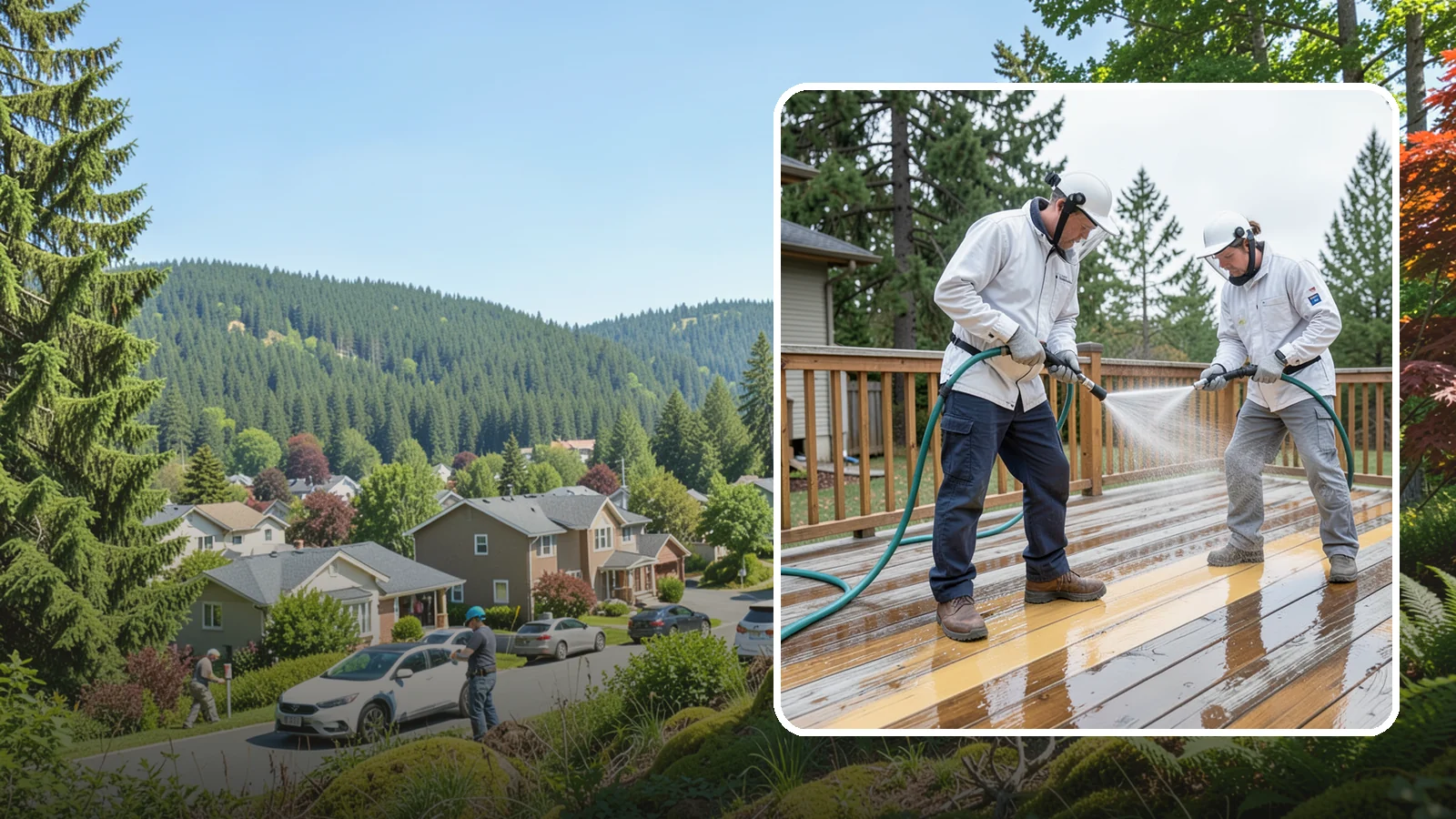 Deck Staining in Index, Snohomish County, WA - Full-color and semi-transparent deck staining that restores warmth and adds durable, UV- and moisture-resistant protection to...