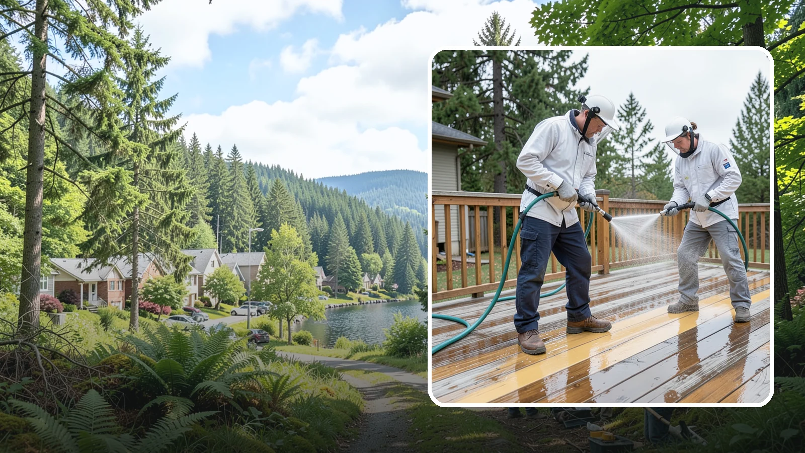 Deck Staining in Lake Forest Park, King County, WA - Full-color and semi-transparent deck staining that restores warmth and adds durable, UV- and moisture-resistant protection to...