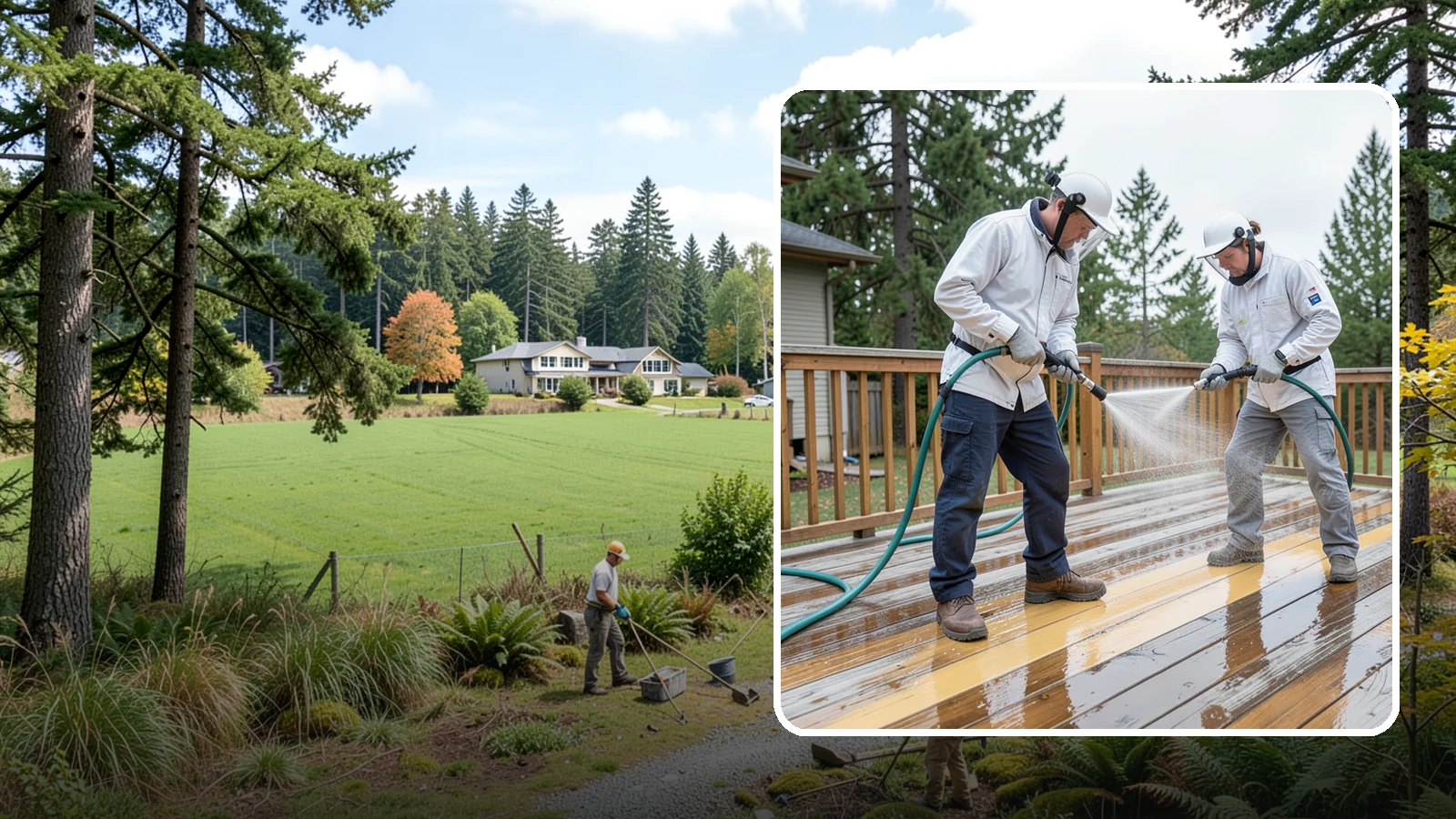 Deck Staining in Lyman, Skagit County, WA - Full-color and semi-transparent deck staining that restores warmth and adds durable, UV- and moisture-resistant protection to...