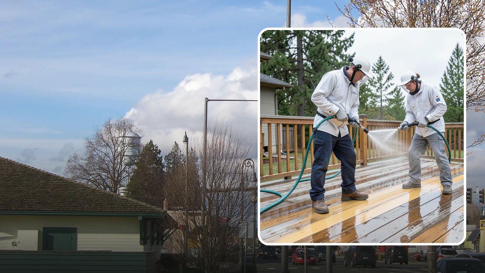 Deck Staining in Marysville, Snohomish County, WA - Full-color and semi-transparent deck staining that restores warmth and adds durable, UV- and moisture-resistant protection to...