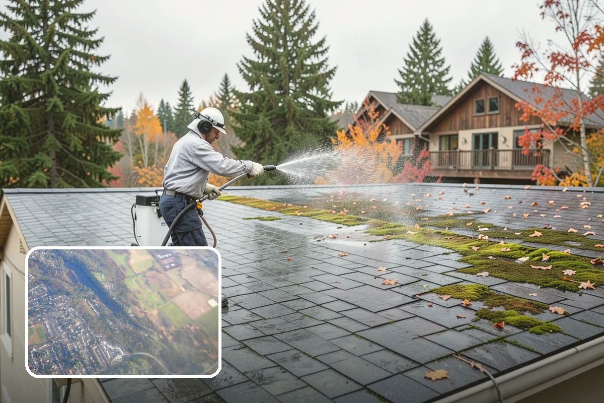 Deck Stair Cleaning in Algona, King County, WA - Removes the slick growth from deck treads