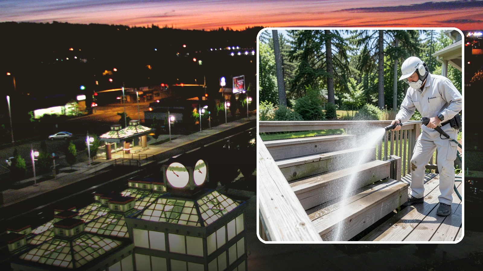 Deck Stair Cleaning in Auburn, King County, WA - Clean deck stairs and stringers to remove the slick growth that makes wet steps hazardous.