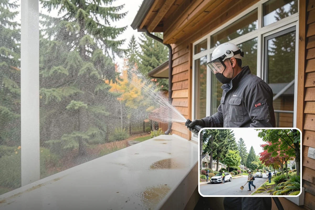 Deck Stair Cleaning in Beaux Arts Village, King County, WA - Removes the slick growth from deck treads