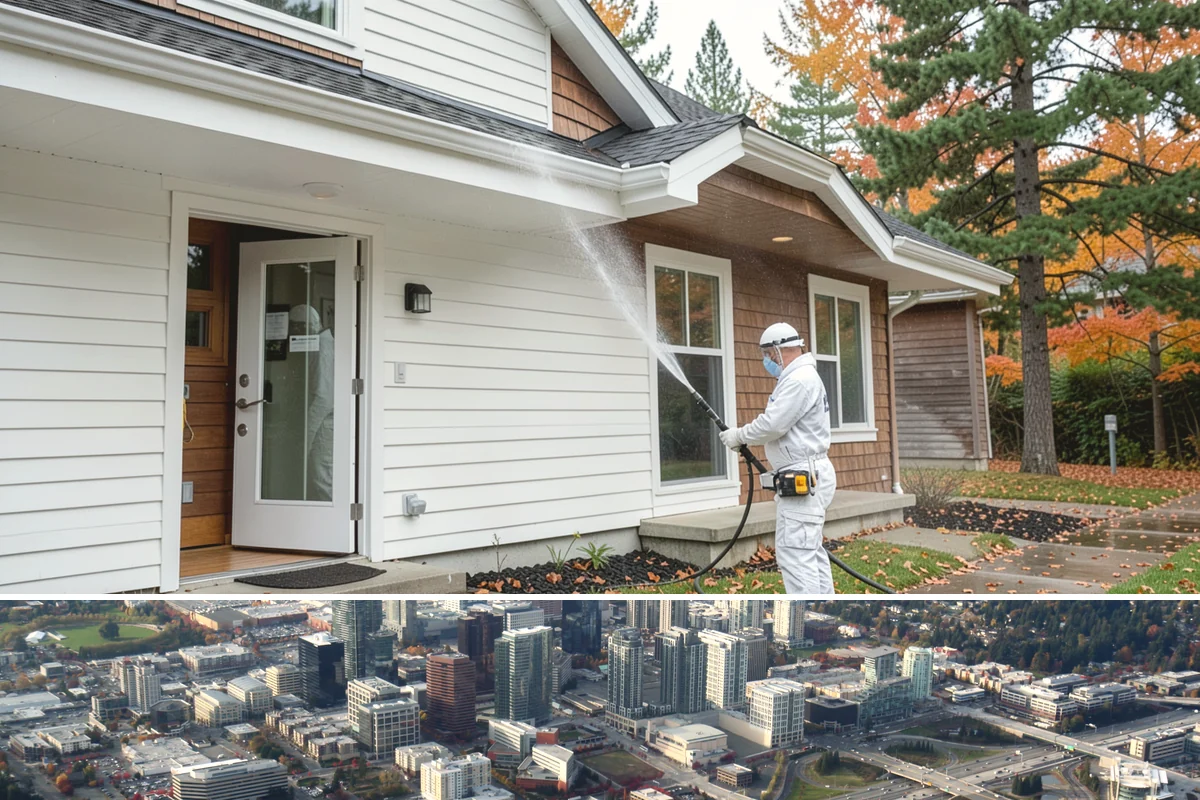 Deck Stair Cleaning in Bellevue, King County, WA - Clean deck stairs before the fall rains so footing stays safe through winter.